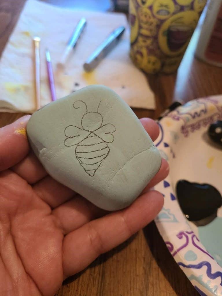 Bee Rock Painting - Bee Outline on Rock