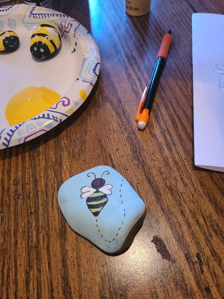 Bee Rock Painting - Finished Drawing