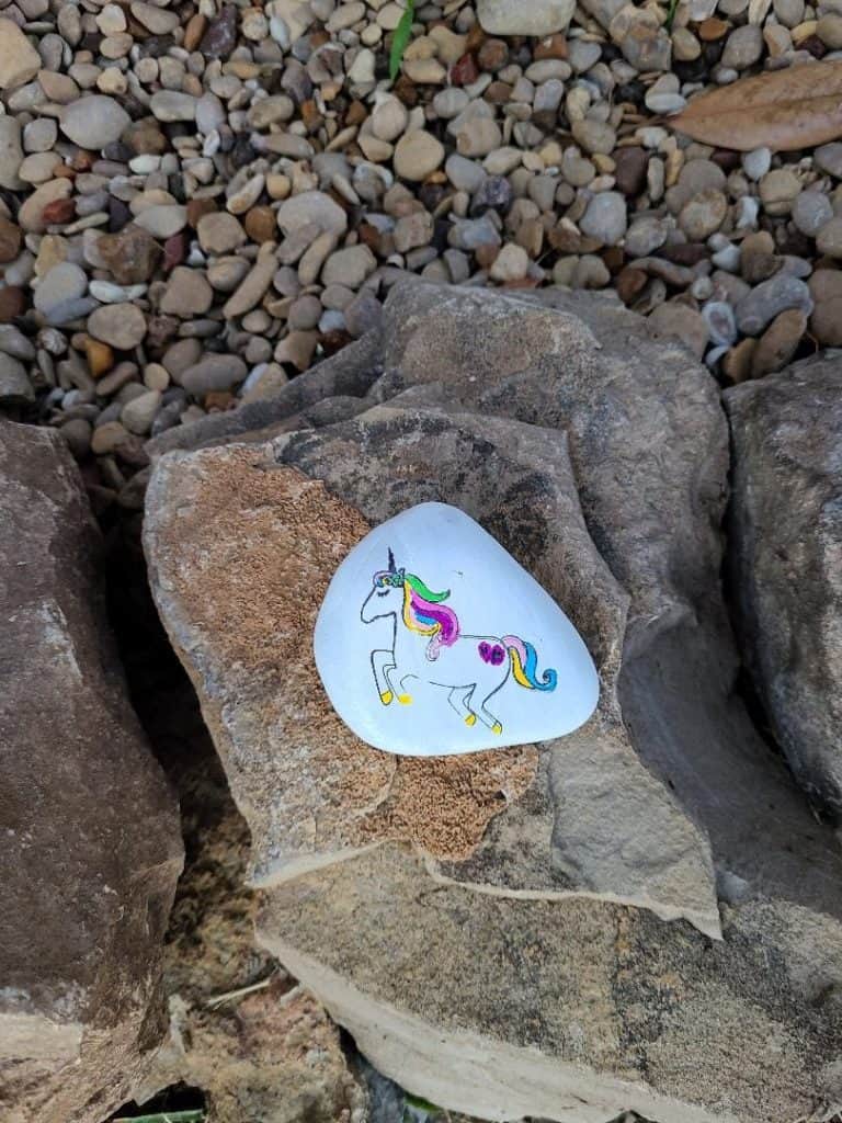 Stamped and Painted Unicorn Rock