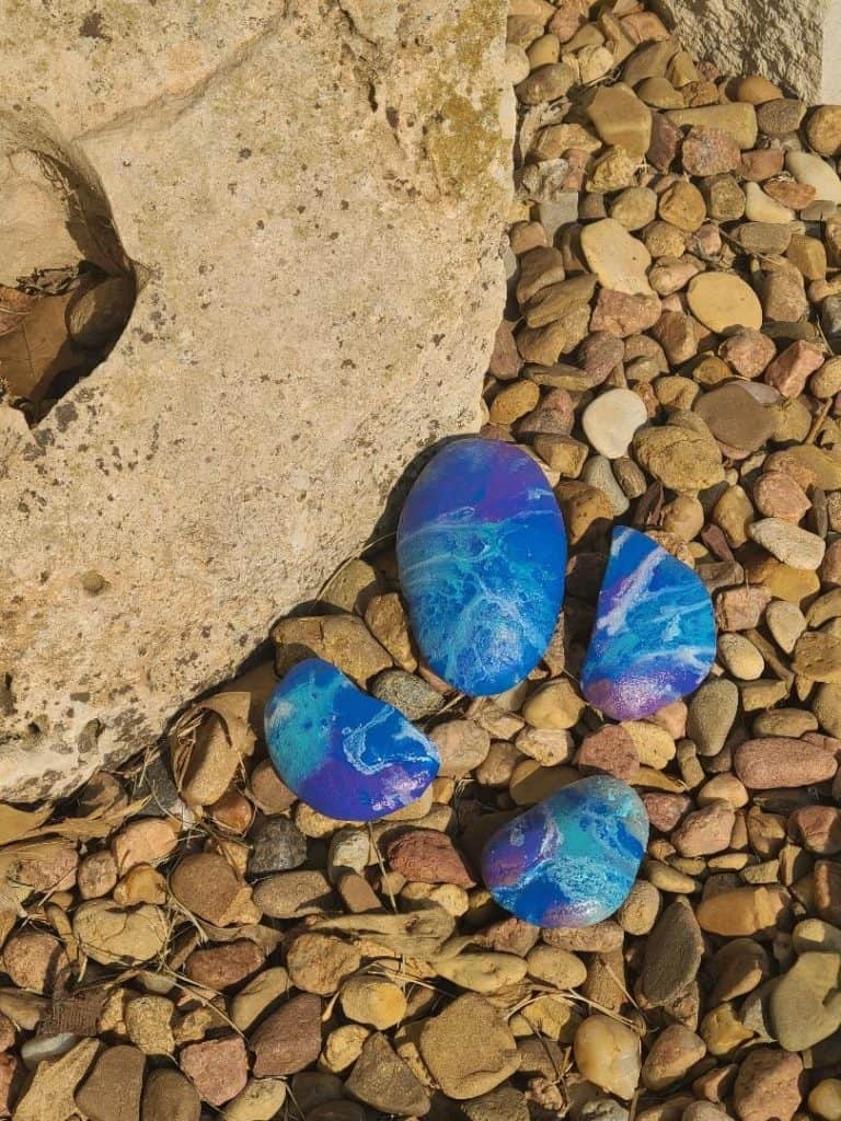 Paint Pouring on Rocks Completed Rocks