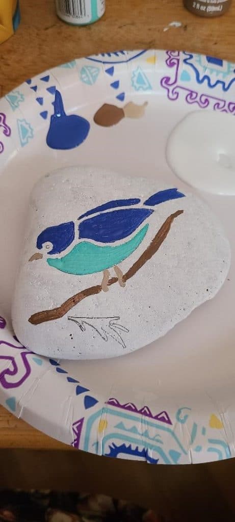 Rock stencil bird body 2