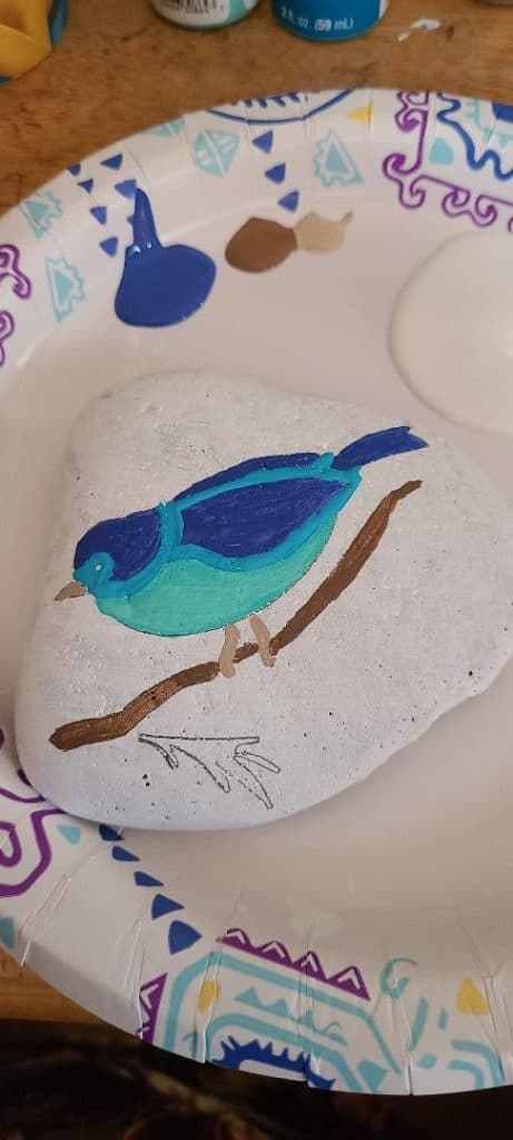 Rock stencil bird body 3
