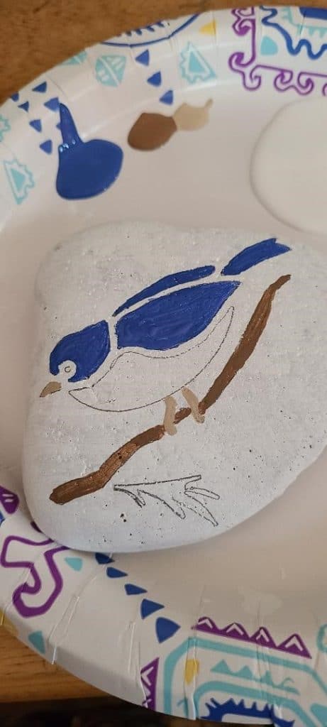 Rock stencil bird body
