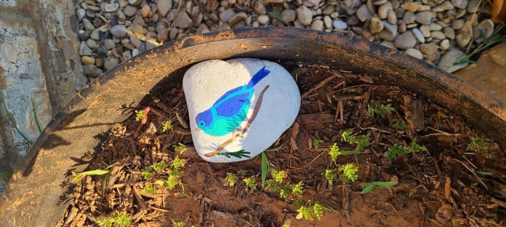 Rock stencil bird