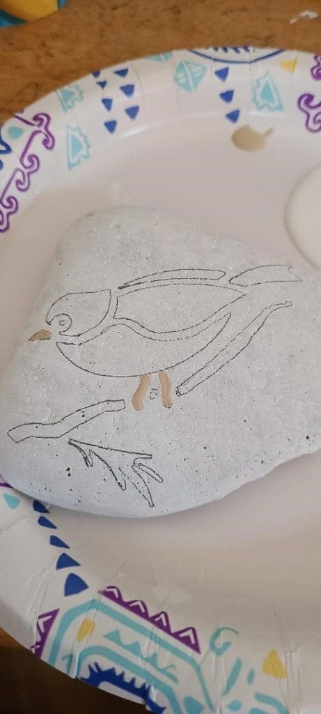 Rock stencil start painting