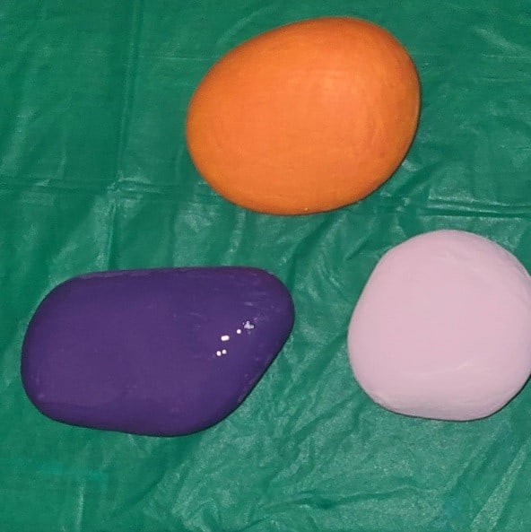 Kindness Rocks - Bs - three colorful painted hide and seek rocks