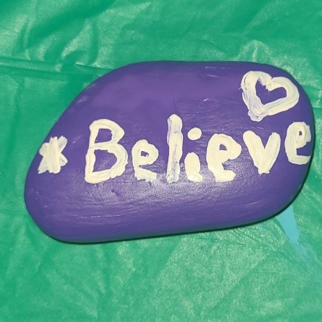 Kindness Rocks - believe hide and seek rock