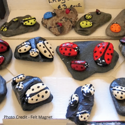 How to paint a ladybug rock