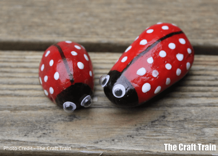 Painted ladybug rocks by The Craft Train