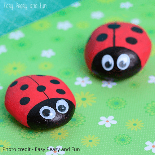 Ladybug painted rock by Easy Peasy and Fun