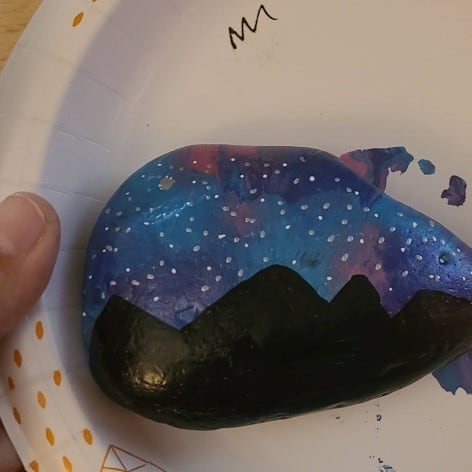 Saran wrap painted rock add detail 3