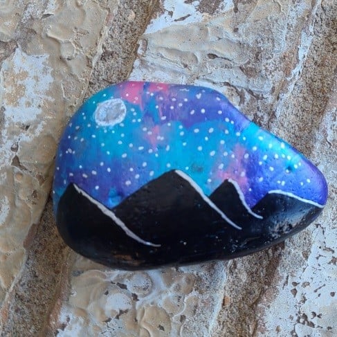 Saran wrap painted rock final