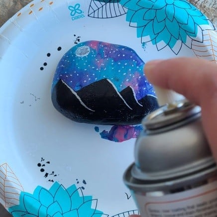 Seal saran wrap painted rock
