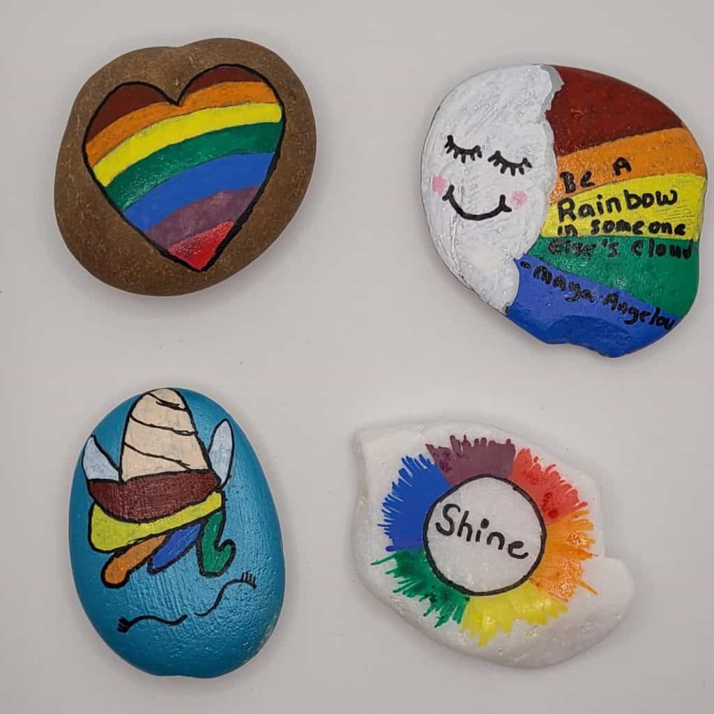 4 Rainbow Painted Rocks 2