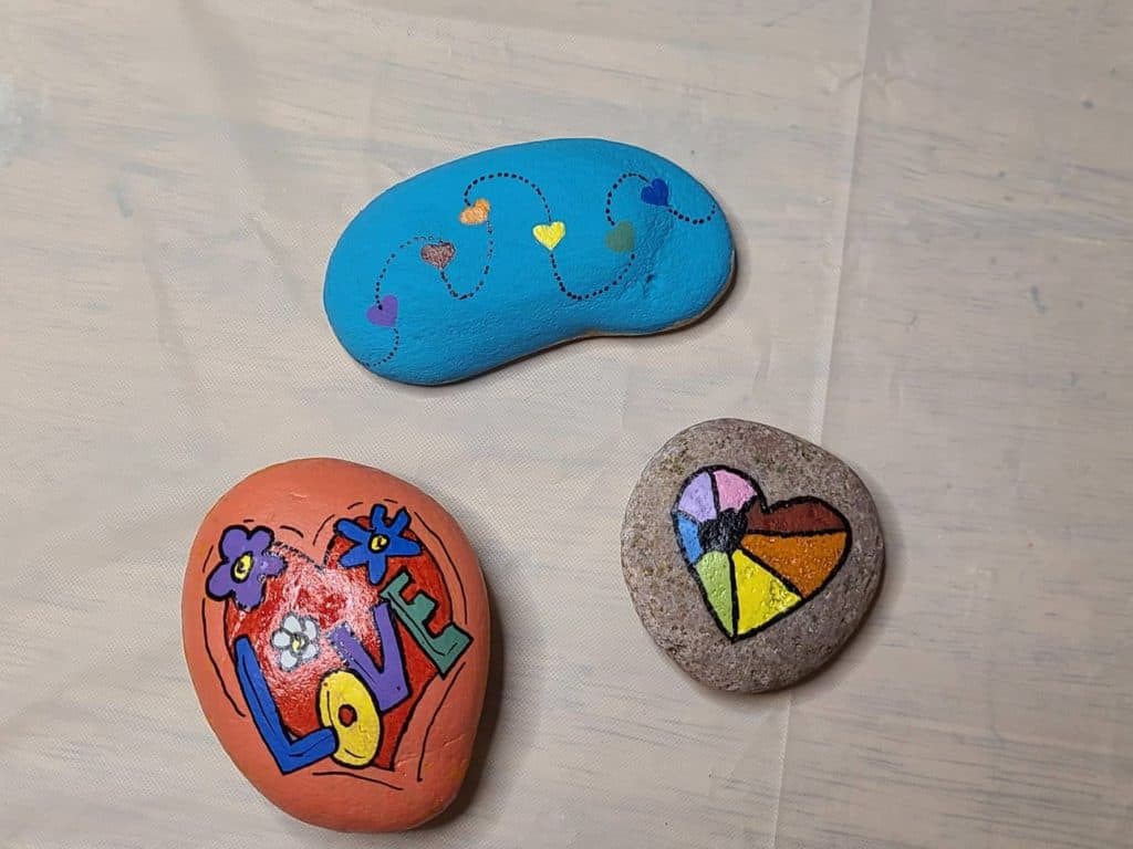 A trio of heart rocks 