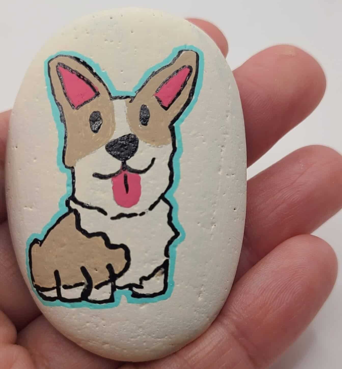 Dog painted rock - Cow