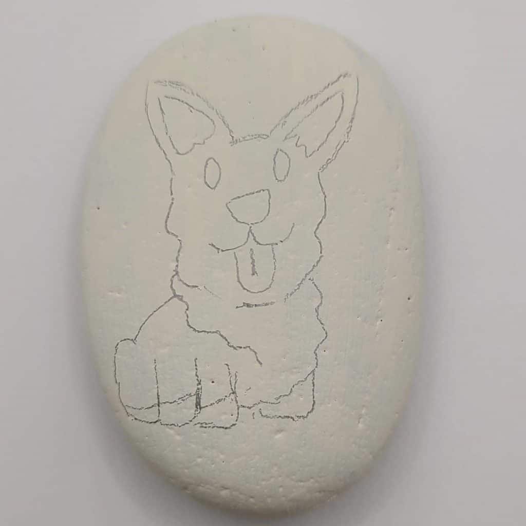 How to paint a dog on a rock - draw image on rock 3