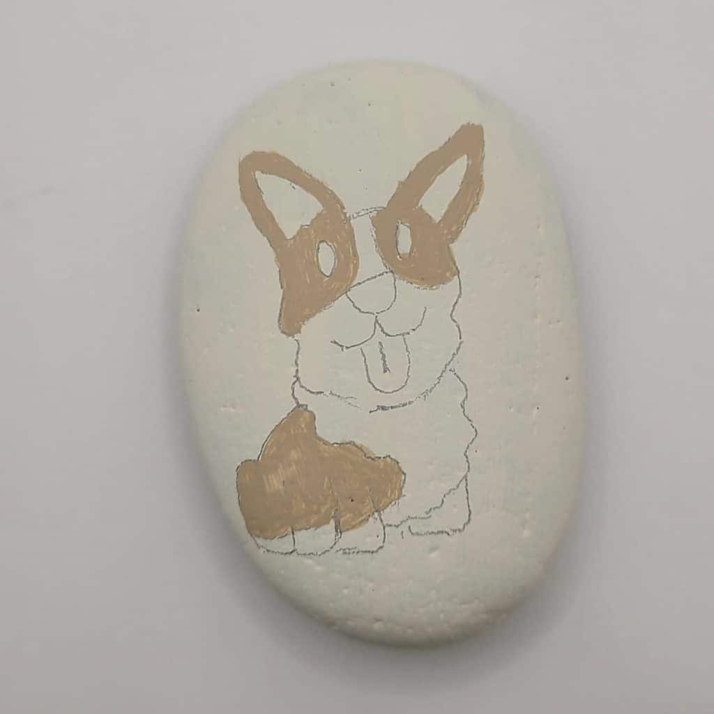How to paint a dog on a rock - painting the dog 1
