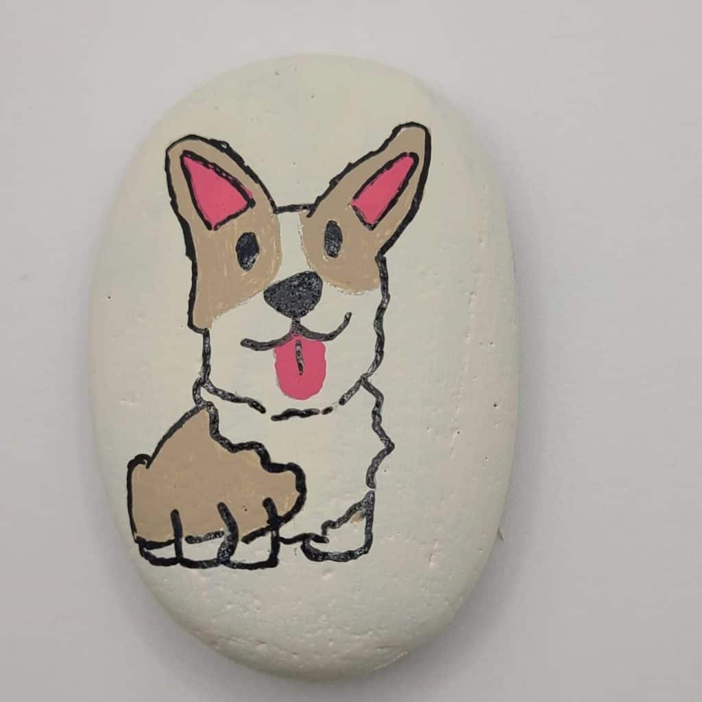 How to paint a dog on a rock - painting the dog 4