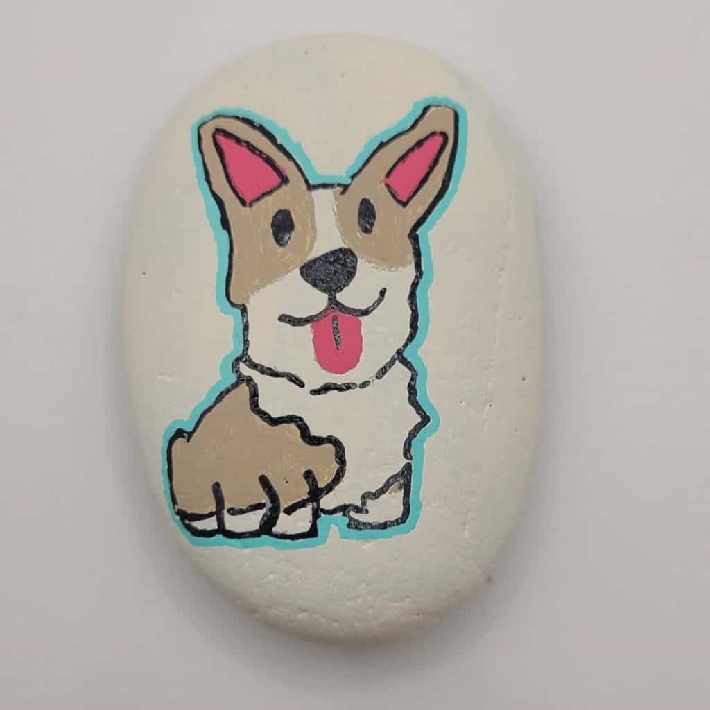 How to paint a dog on a rock - painting the dog 5