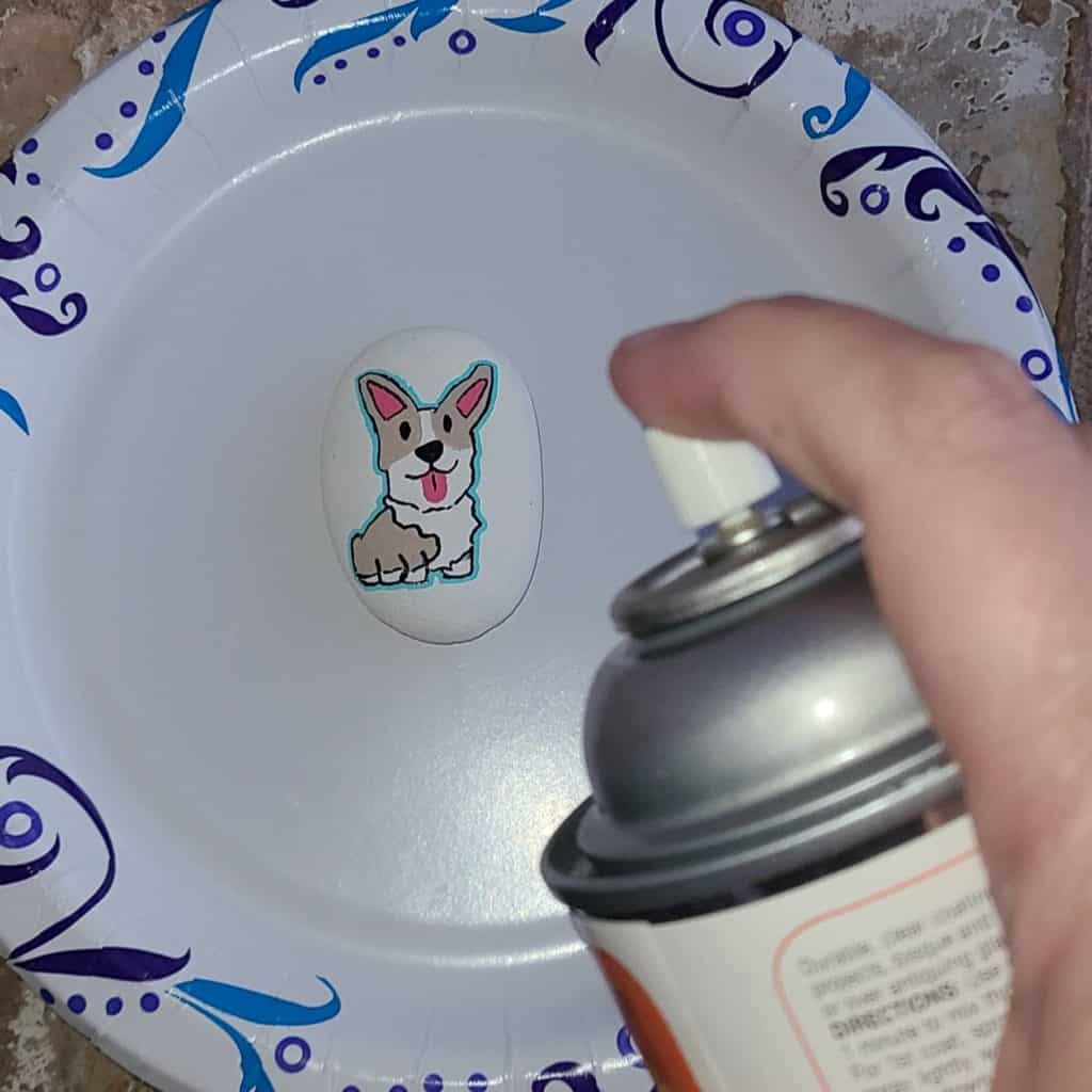 How to paint a dog on a rock - sealing the rock