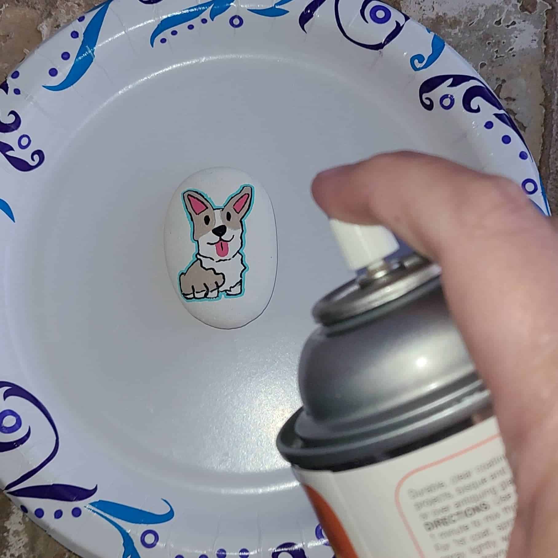 How to paint a dog on a rock - sealing the rock