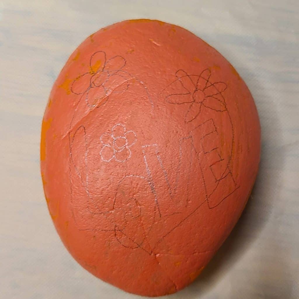 Love heart rock - base coat and draw design on rock