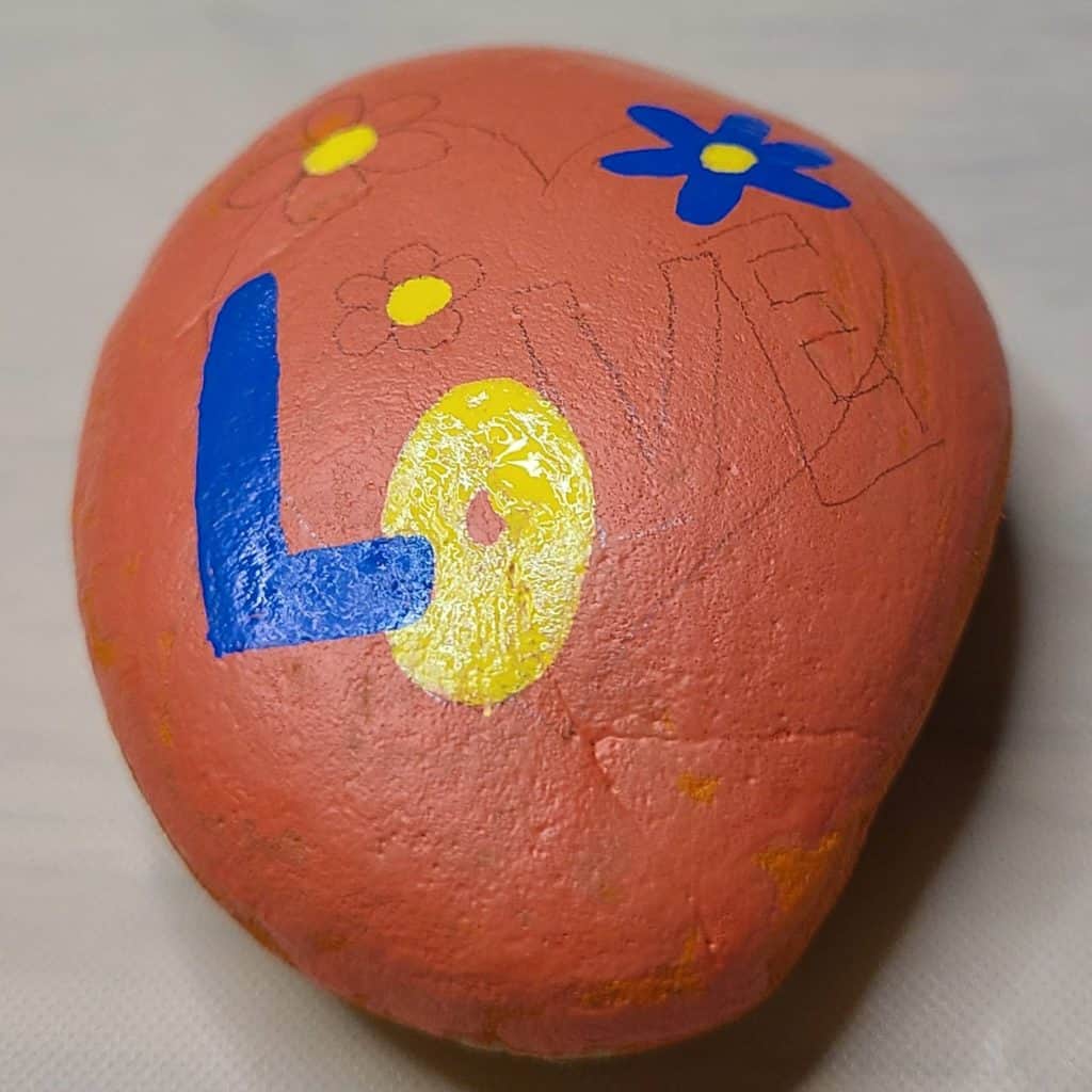 Love heart rock - start painting - blue