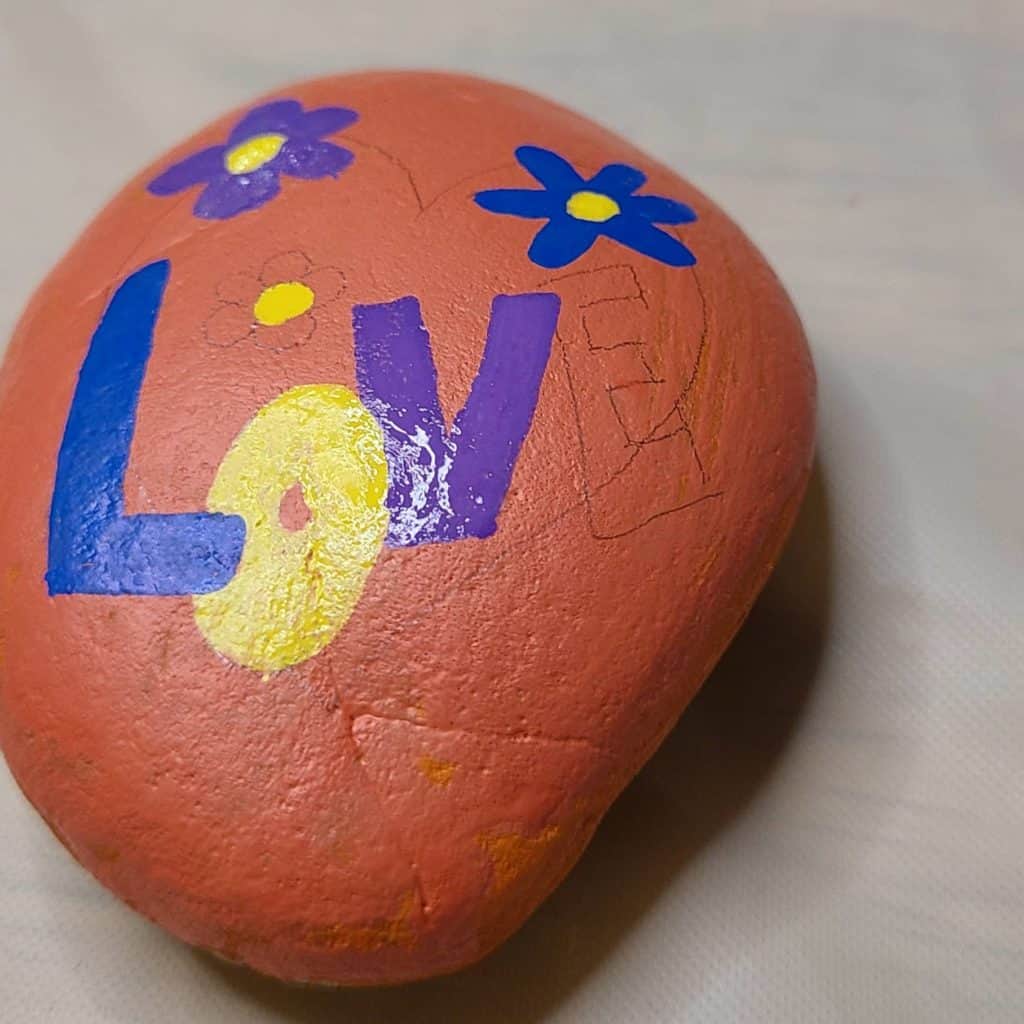 Love heart rock - start painting - purple
