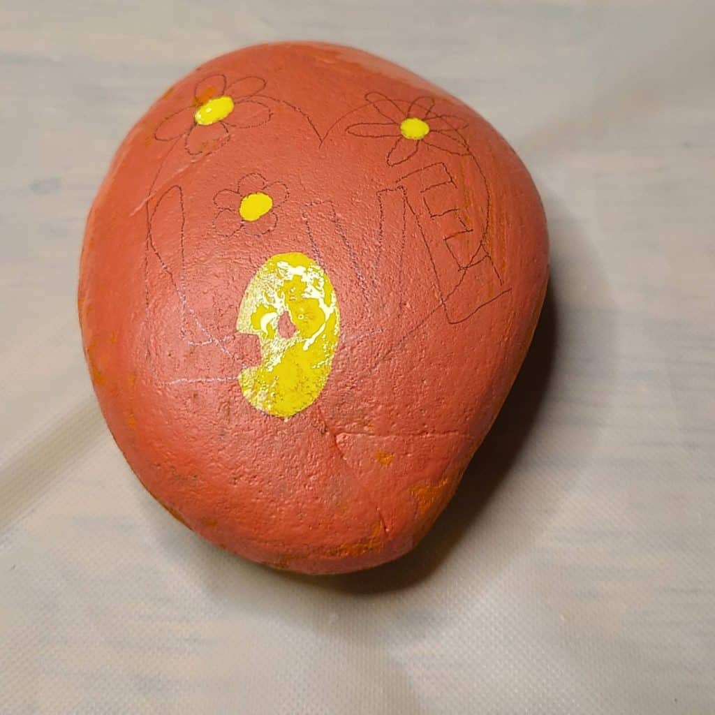 Love heart rock - start painting - yellow