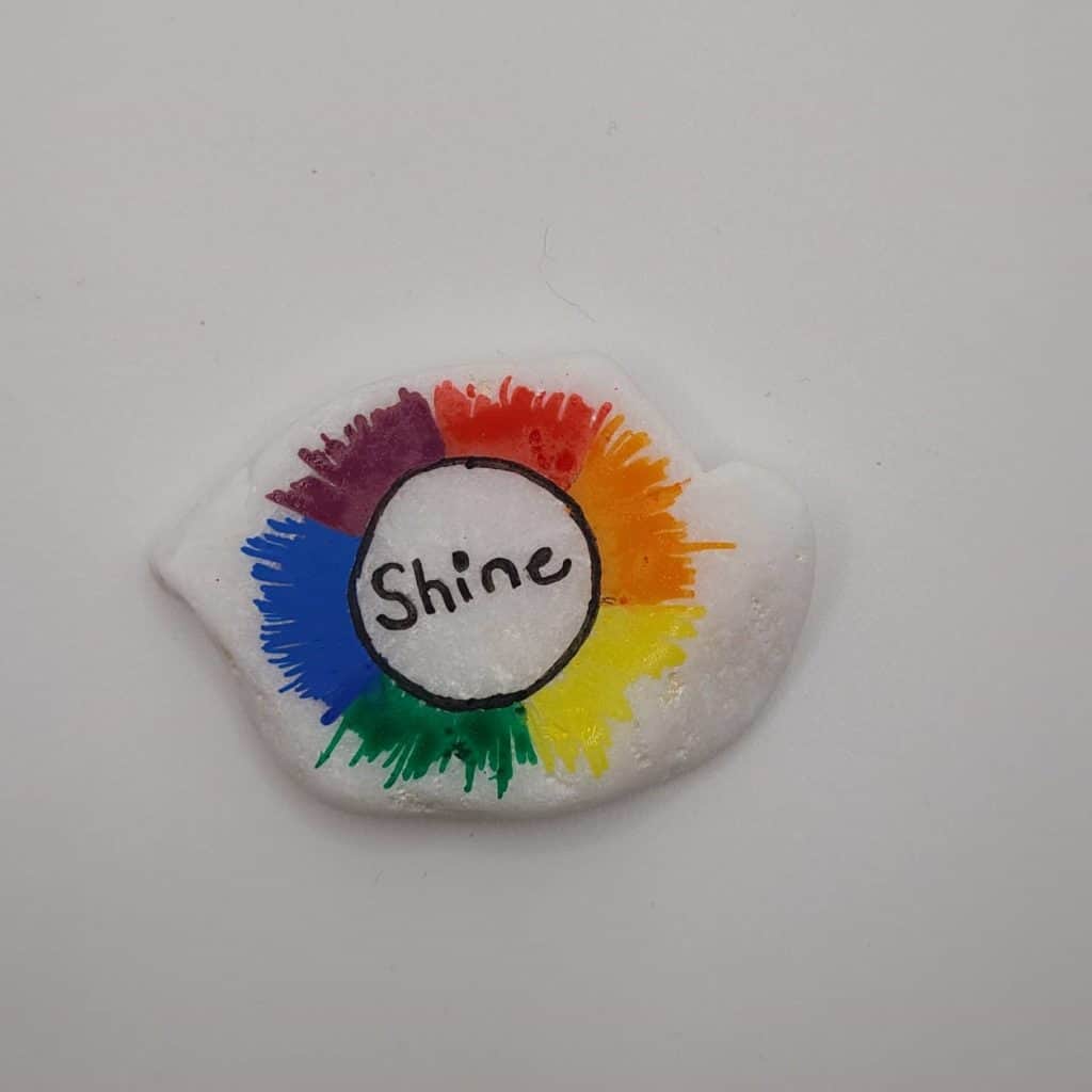 Rainbow Painted Rock - Rainbow Burst 8