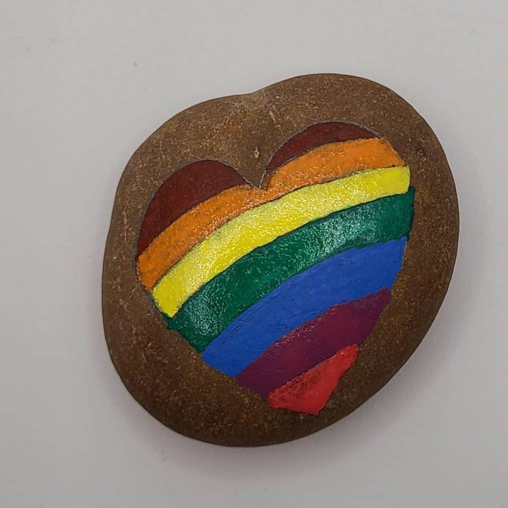 Rainbow Painted Rock - Rainbow Heart 8