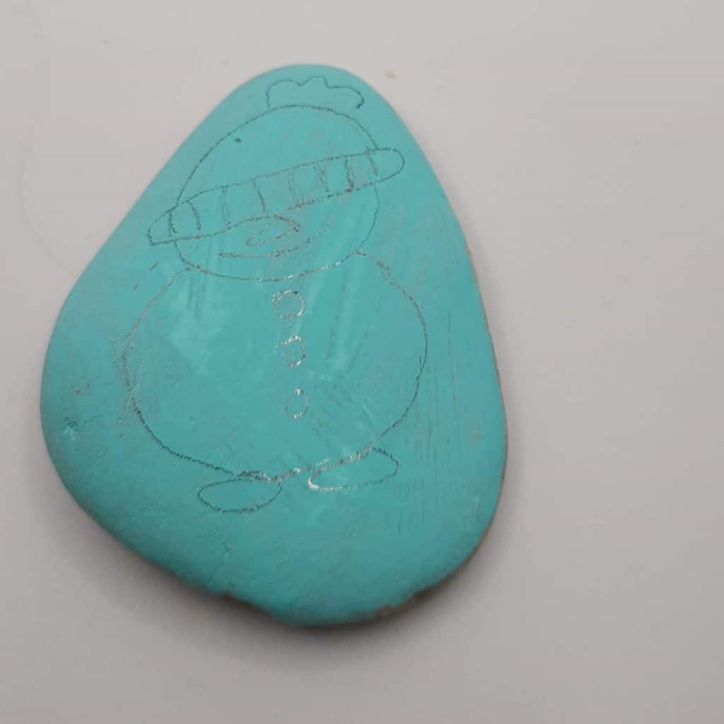 Winter Rock Painting - Drawing Snowman on Rock