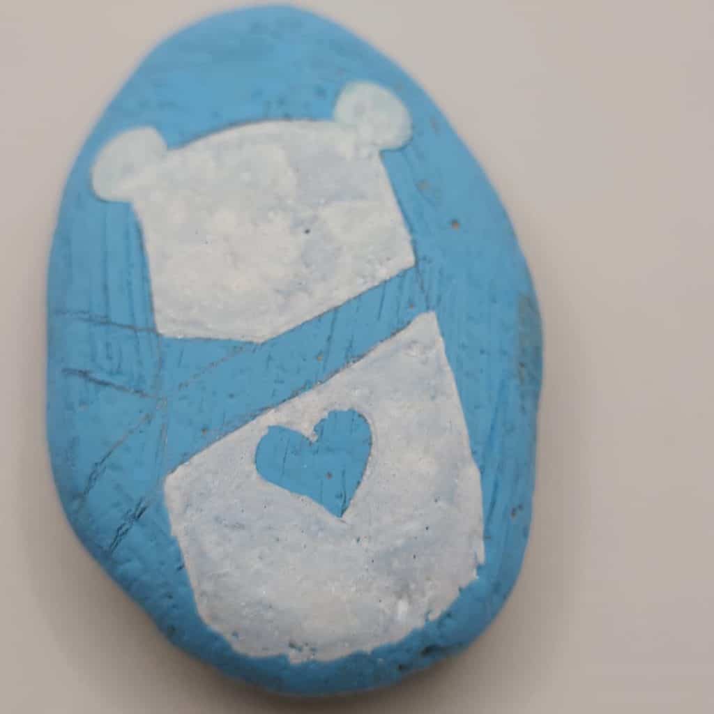 Winter Rock Painting - Polar Bear Color