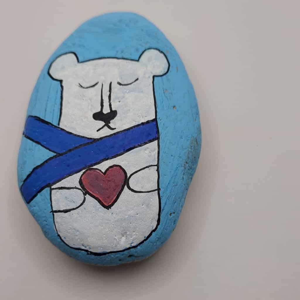 Winter Rock Painting - Polar Bear Detail
