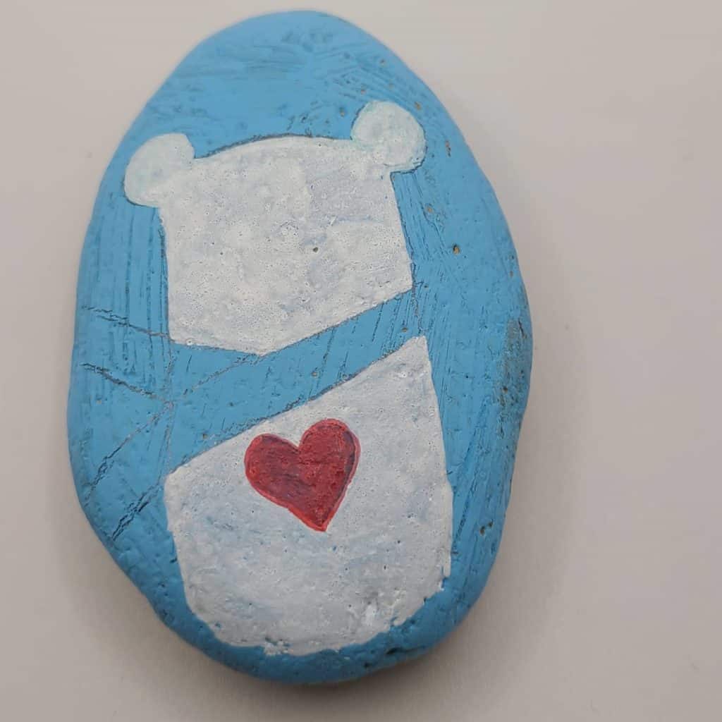 Winter Rock Painting - Polar Bear Heart