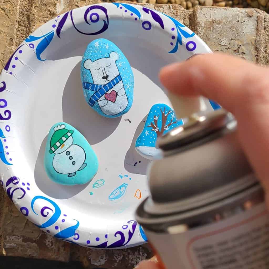 Winter Rock Painting - Sealing Painted Rocks