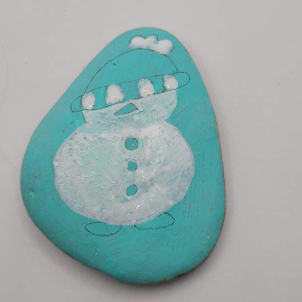 Winter Rock Painting - Snowman Color 1