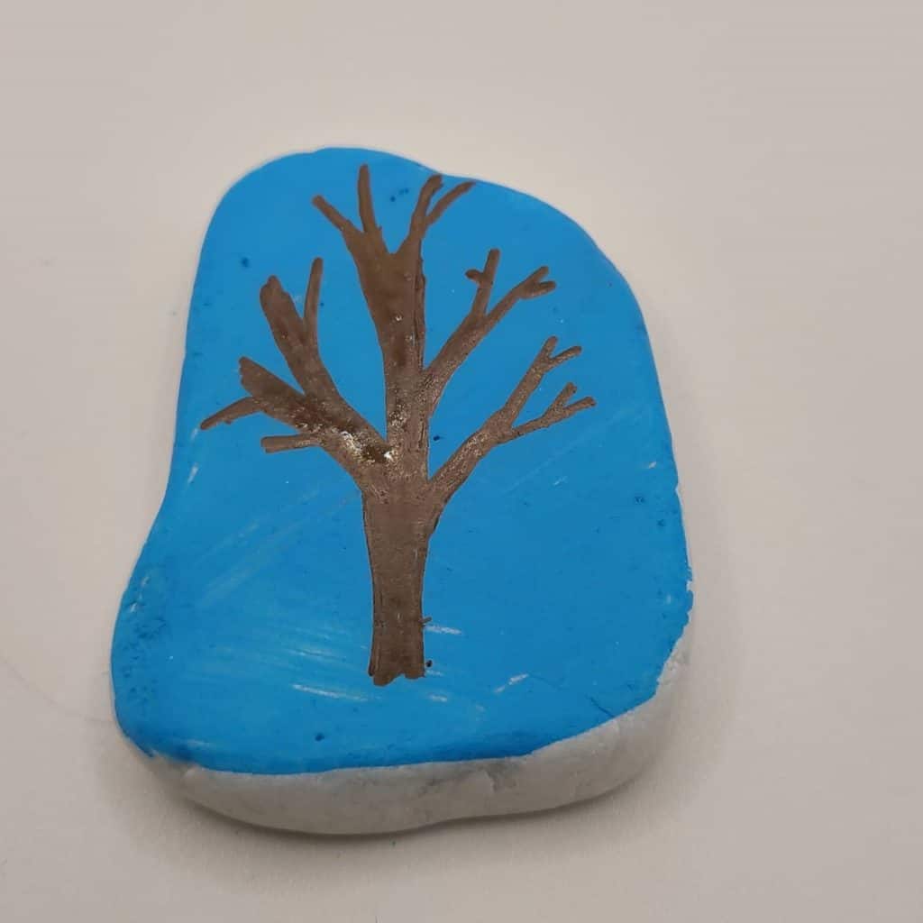 Winter Rock Painting - Tree