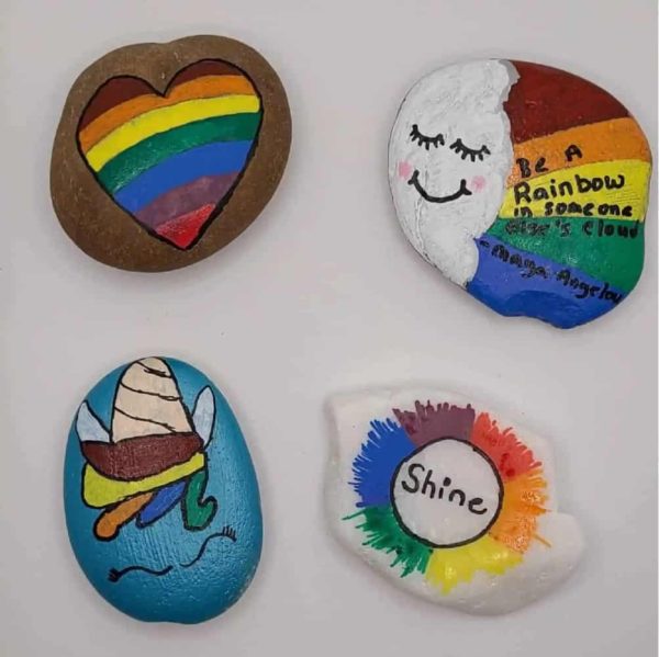 4 Rainbow Painted Rocks by Rock Rembrandt