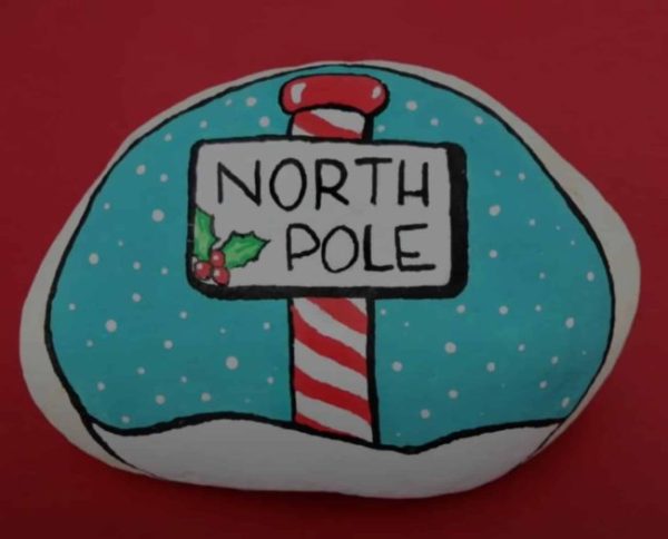 Christmas Rock Painting Idea - The North Pole by Sarah Nenni-Daher
