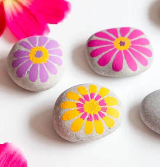 Colorful and Cheerful Flower Painted Rocks by Sustain my Craft Habit