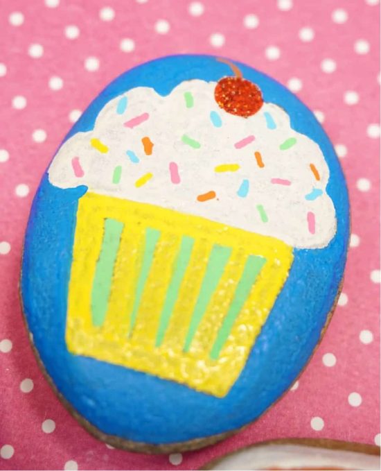 Cupcake painted rock by Happiness is Homemade