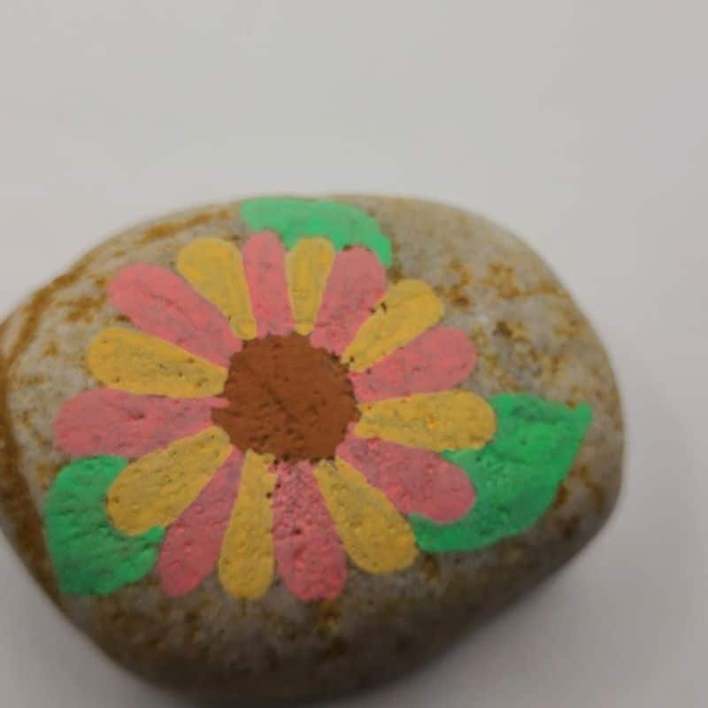 Daisy painted rocks 2d