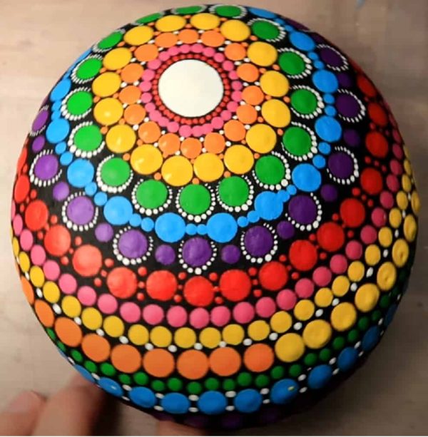 Dot Art Mandala Rock Painting by Lydia May