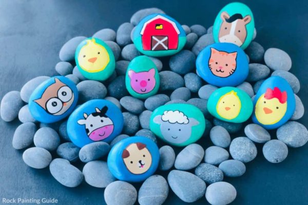 Farm Animal Painted Rocks from Rock Painting Guide