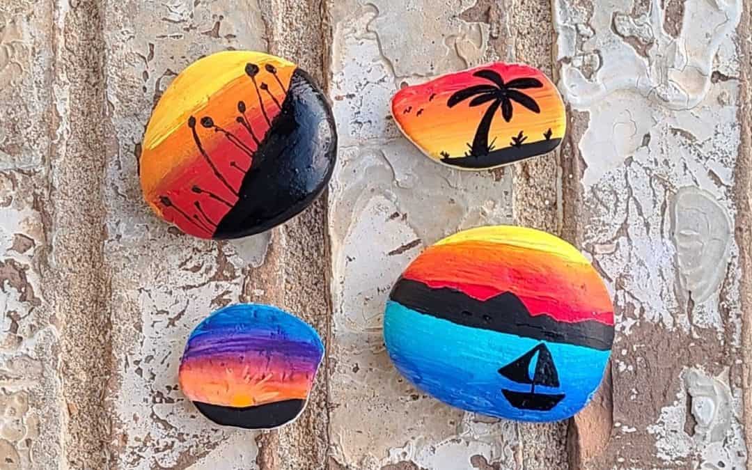 3 Easy Techniques to Paint a Sunset on a Rock