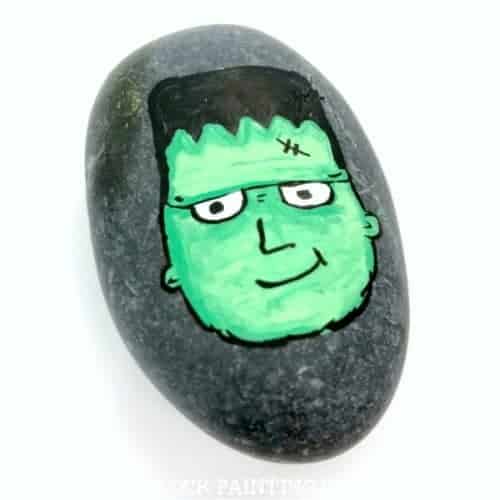Frankenstein’s monster painted rock by Rock Painting 101