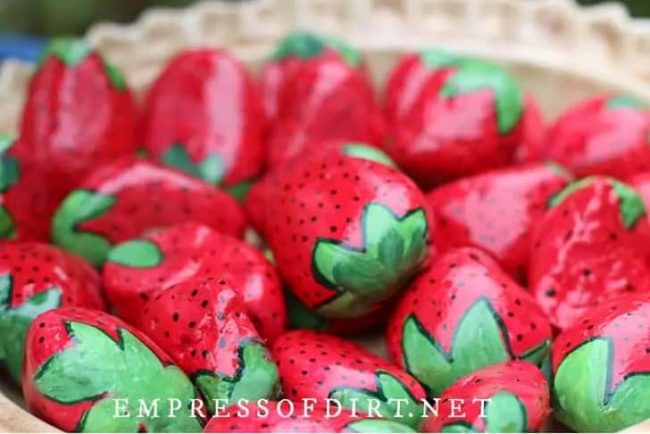 How to Paint Strawberry Rocks by Empress of Dirt