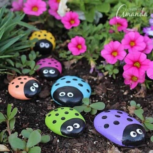 Ladybug Painted Rocks by Crafts by Amanda